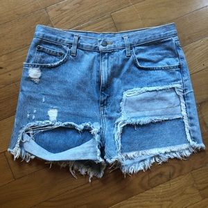 CARMAR destroyed/frayed denim jean shorts